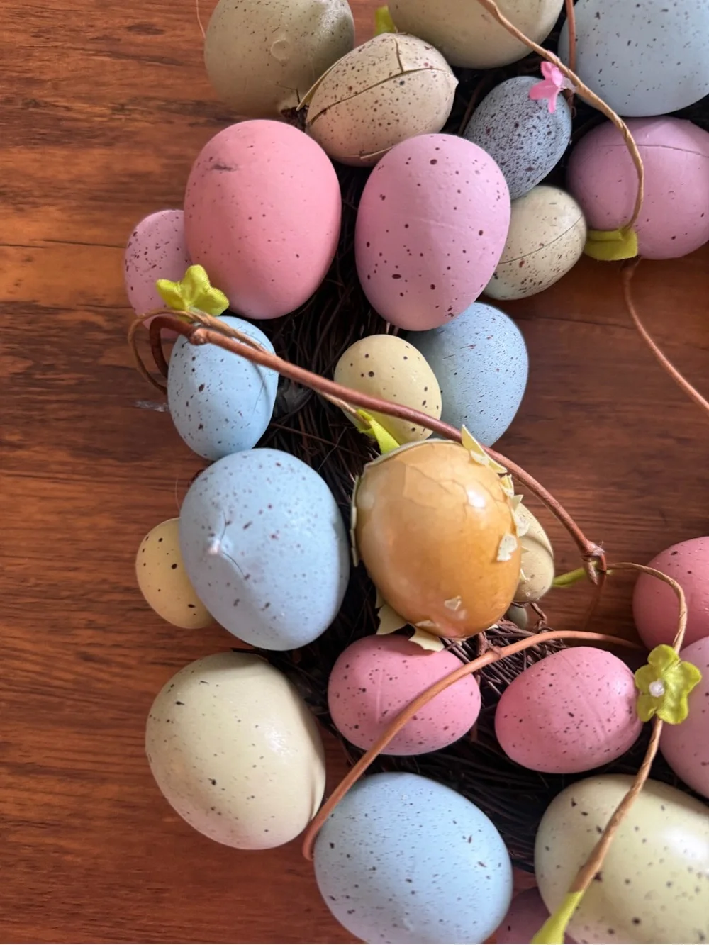 Pastel Easter Egg Wreath - Spring Door Decor in Pink, Blue, Green, Cream, Yellow